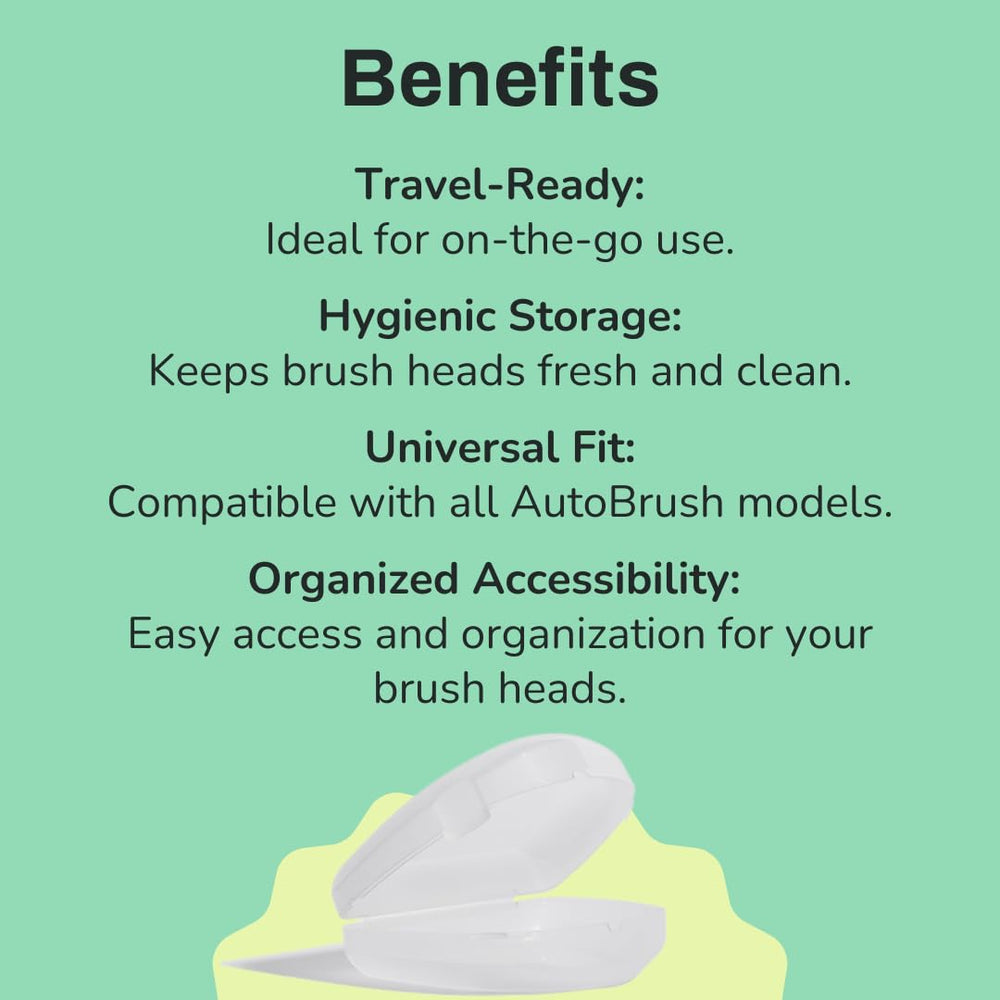 Compact travel-friendly design for AutoBrush brush head case