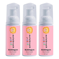 Autobrush fluoride-free foaming toothpaste for kids in bubblegum flavor (pack of 3) – front view