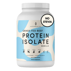 Autoimmuni-Tea grass-fed beef protein tub highlights premium protein for nutrition