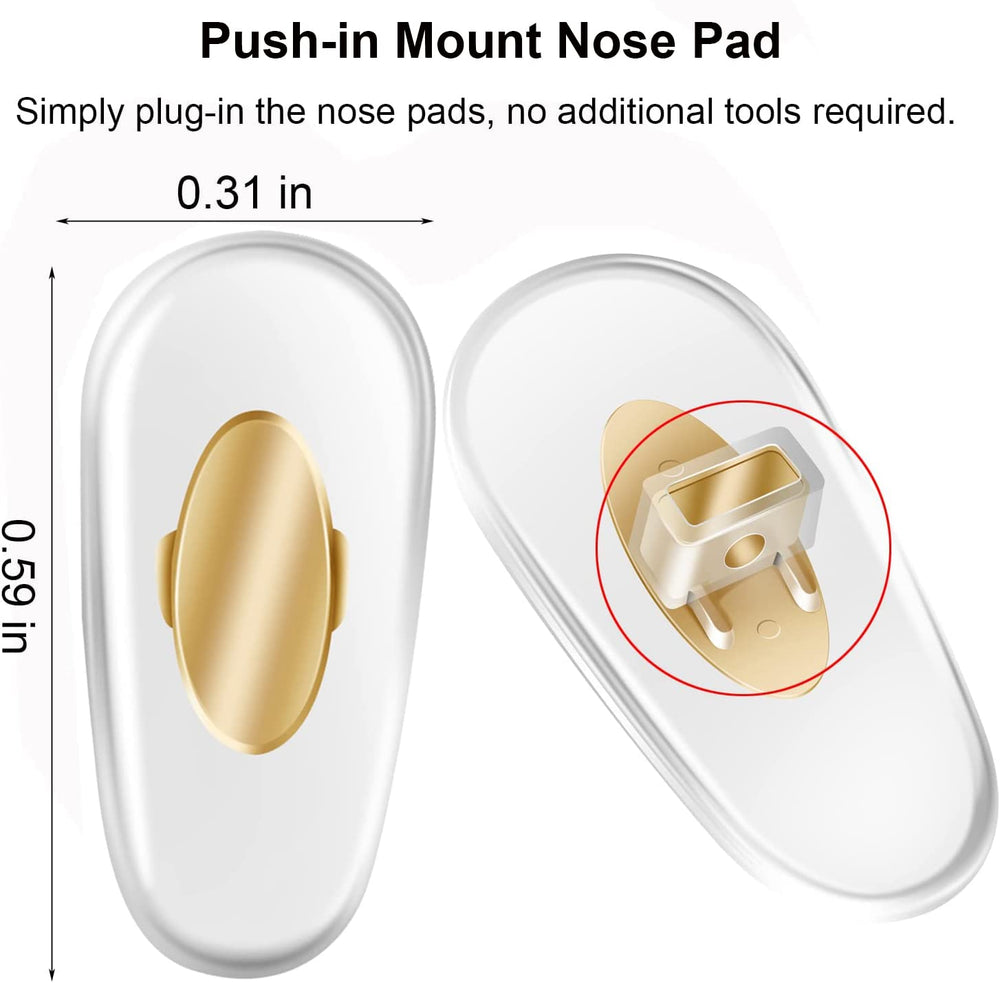Close-up of gold PVC nose pads for Ray-Ban glasses