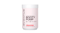Aventus Booty Pump tub front highlights premium pre-workout for focused energy and muscle pump.