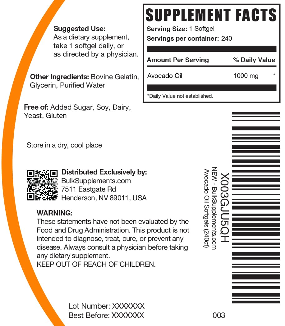 One softgel serving visual for Avocado Oil Softgels