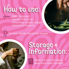 Nutrition facts for avocado seed powder
