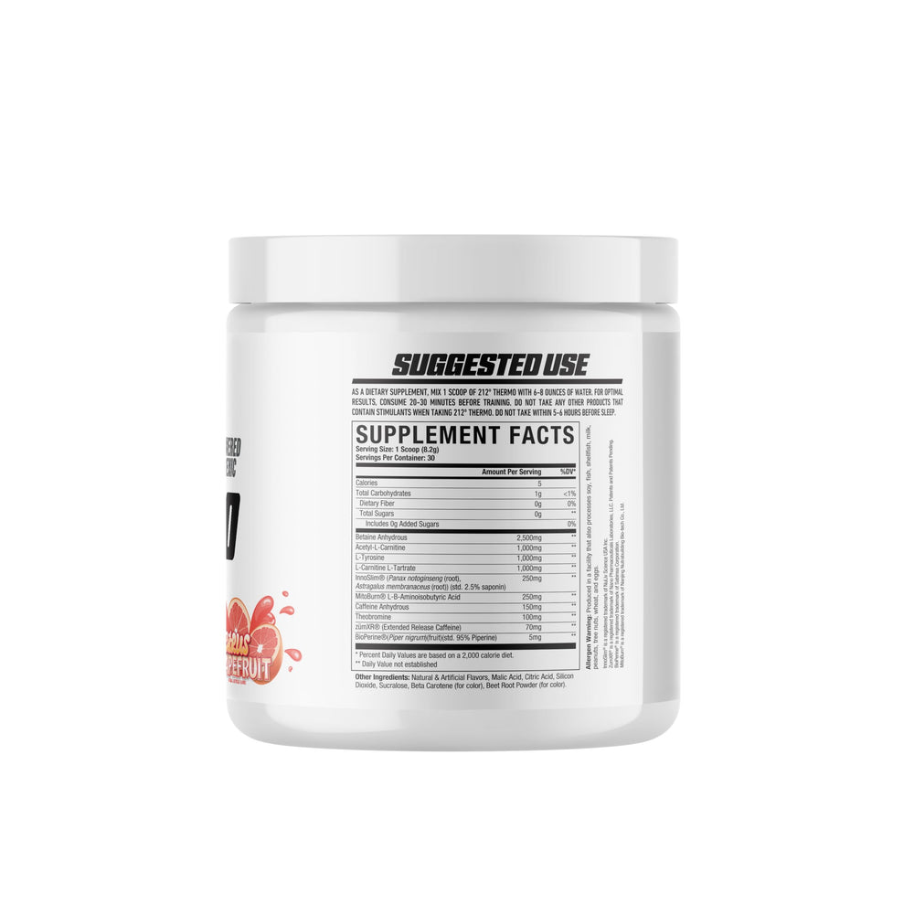 Fully disclosed nutrition label for Axe & Sledge 212º Thermo Powder