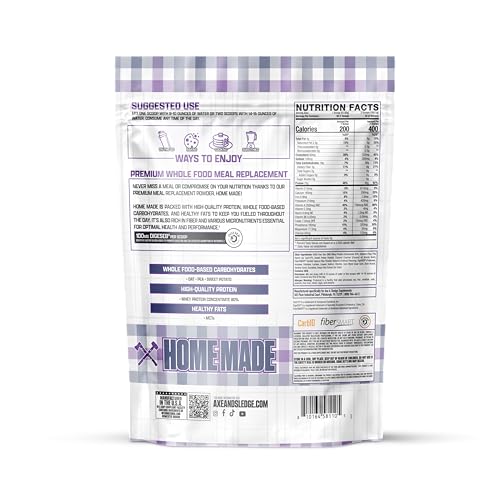 Axe & Sledge Home Made Meal Replacement Powder Blueberry Muffin – bottle and scoop on countertop