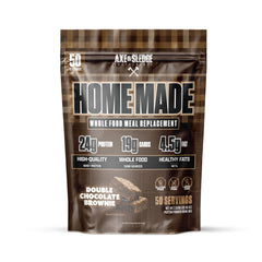 Axe & Sledge Home Made powder tub-vanilla showcases convenient high-protein nutrition for bulking support