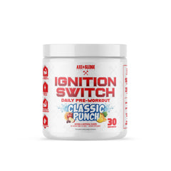 Axe & Sledge Ignition Switch canister ready for workouts, boosts focus and sustained energy.