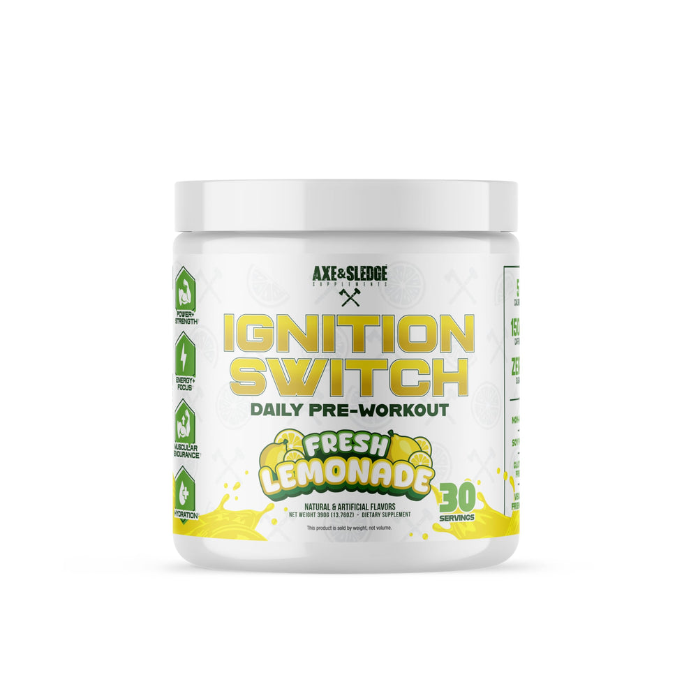 Axe & Sledge Ignition Switch tub front close, delivering clean energy for workouts
