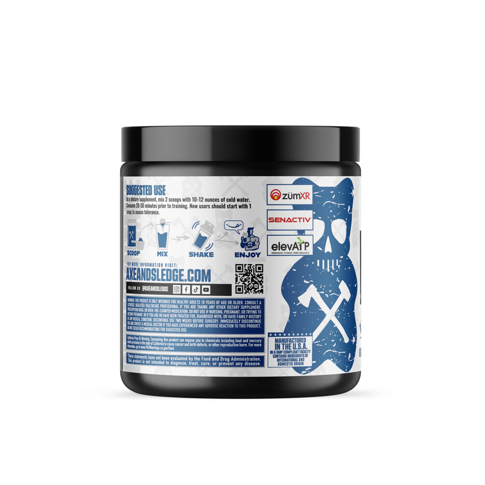 Axe & Sledge Intake athlete lifting emphasizes energy and pumps during workouts.