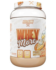 Axe & Sledge WHEY More Peanut Butter Pie protein powder tub label