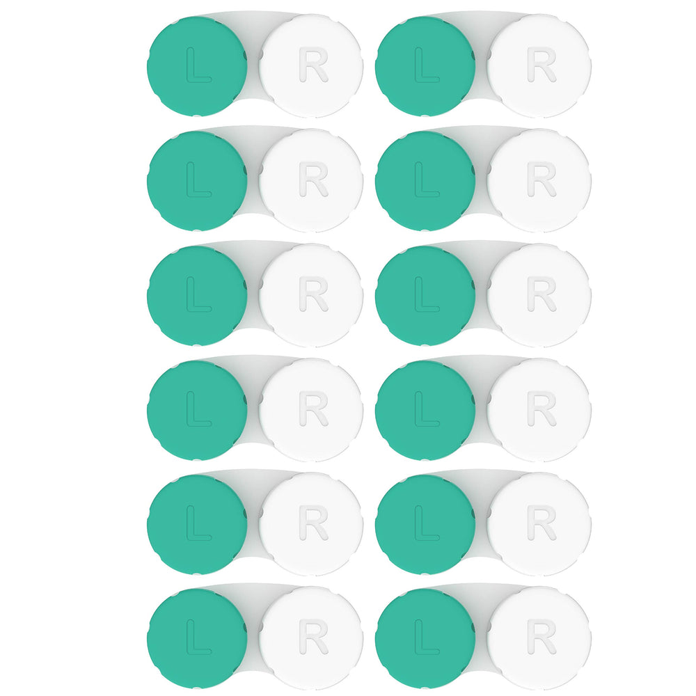 Axim USA green 12-pack contact lens cases with screw-top lids