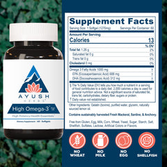 Bottle label highlighting 1000mg omega-3 per capsule (EPA and DHA)