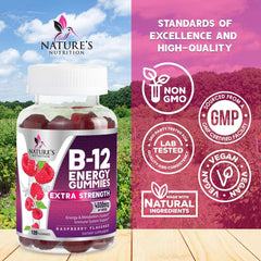 Vibrant berry-colored B-12 gummies close-up