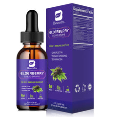 Bottle of B BEWORTHS Elderberry Syrup with Quercetin and Panax Ginseng