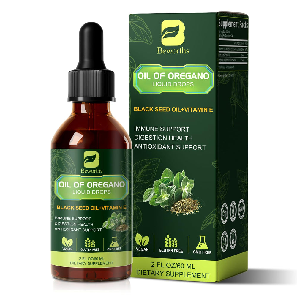 B BEWOTHS Organic Oregano Oil Drops bottle with dropper