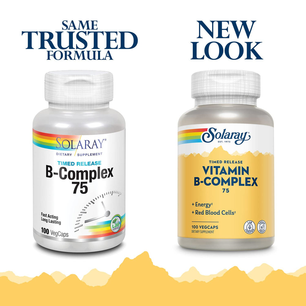 B-Complex 75 Time Release Solaray bottle packshot - 100 capsules
