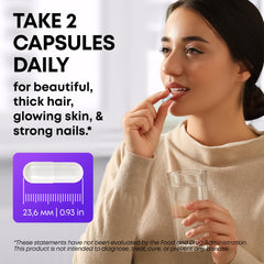 B-complex hair nails skin vitamins capsules close-up