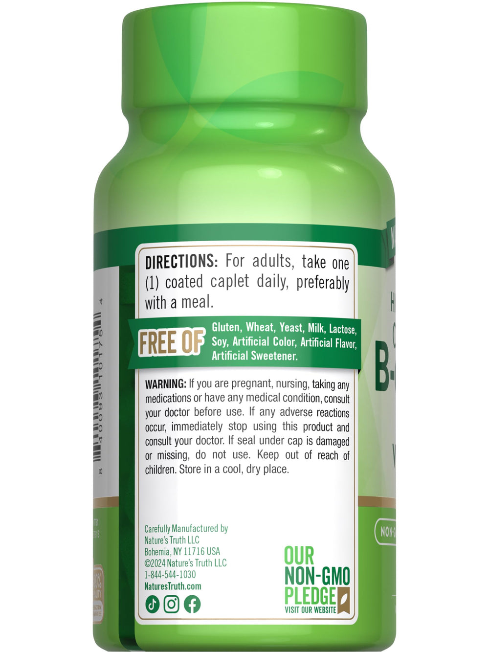 Ingredients panel for B-Complex + Vitamin C