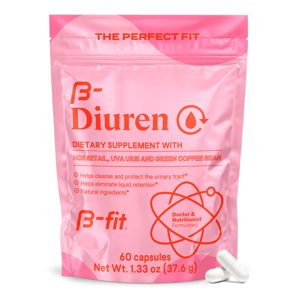 B-FIT B Diuren bottle shows natural diuretic support for daily comfort.