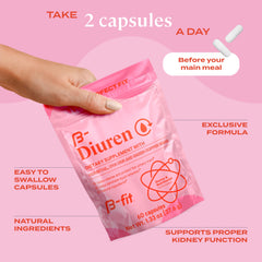 B-FIT B Diuren uva ursi leaves showcase plant extracts for gentle daily care.