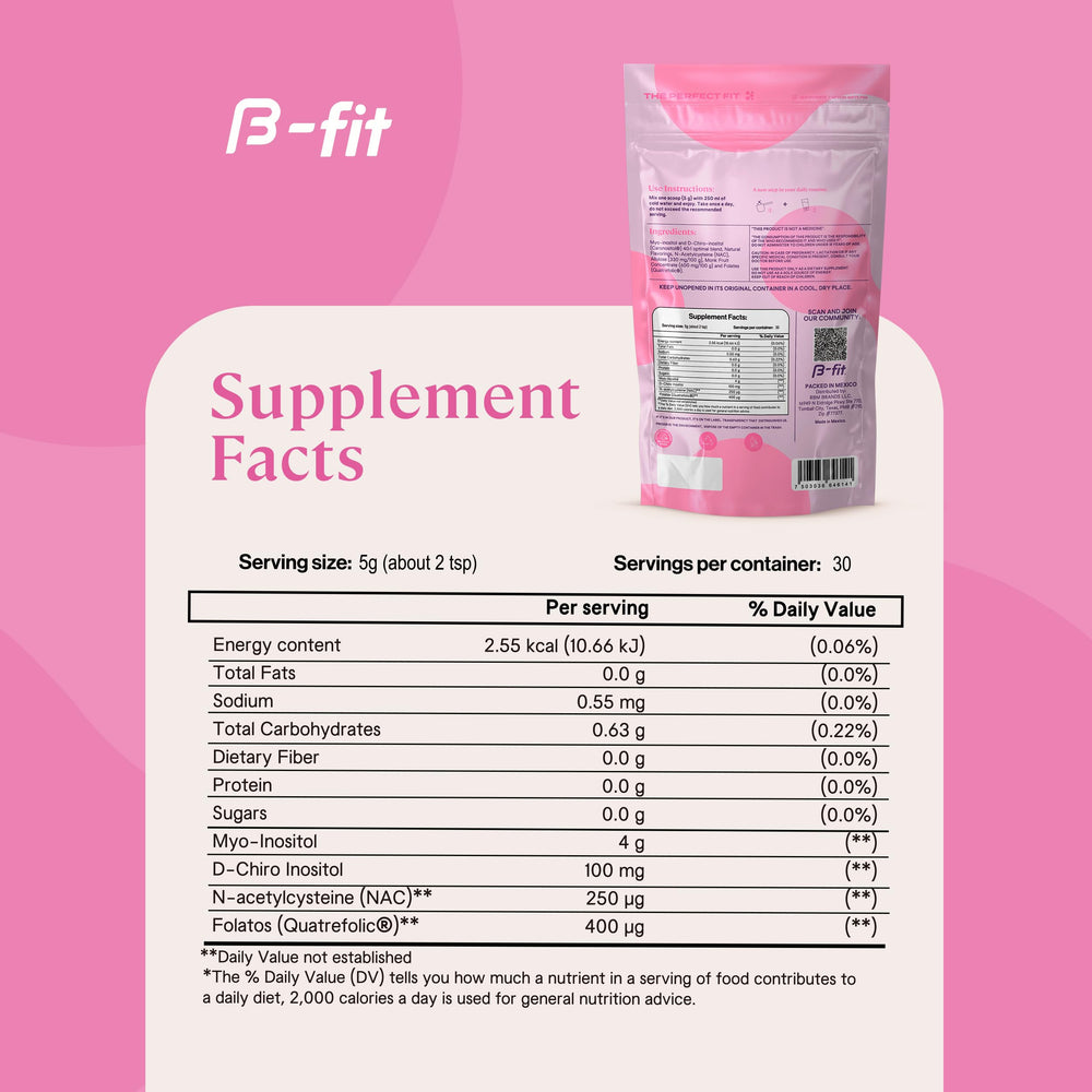 Nutritional information panel of B-FIT Inositol Balance