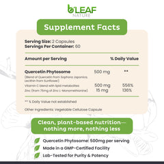 Ingredients: quercetin phytosome with zinc and vitamin C