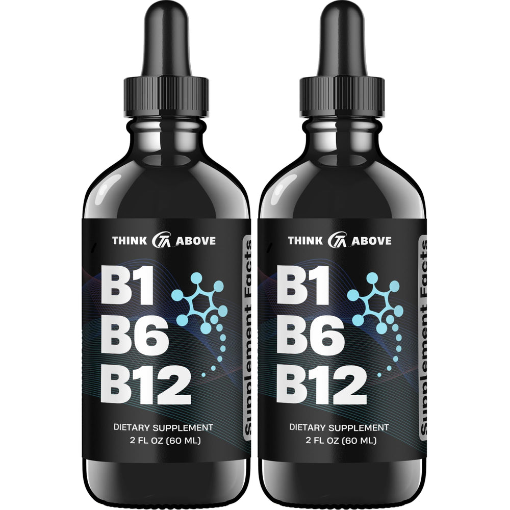 Front view of B1 B6 B12 liquid drops bottle with dropper