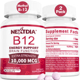 Bottle of B12 vitamins 10,000 mcg methylated sublingual with strawberry flavor