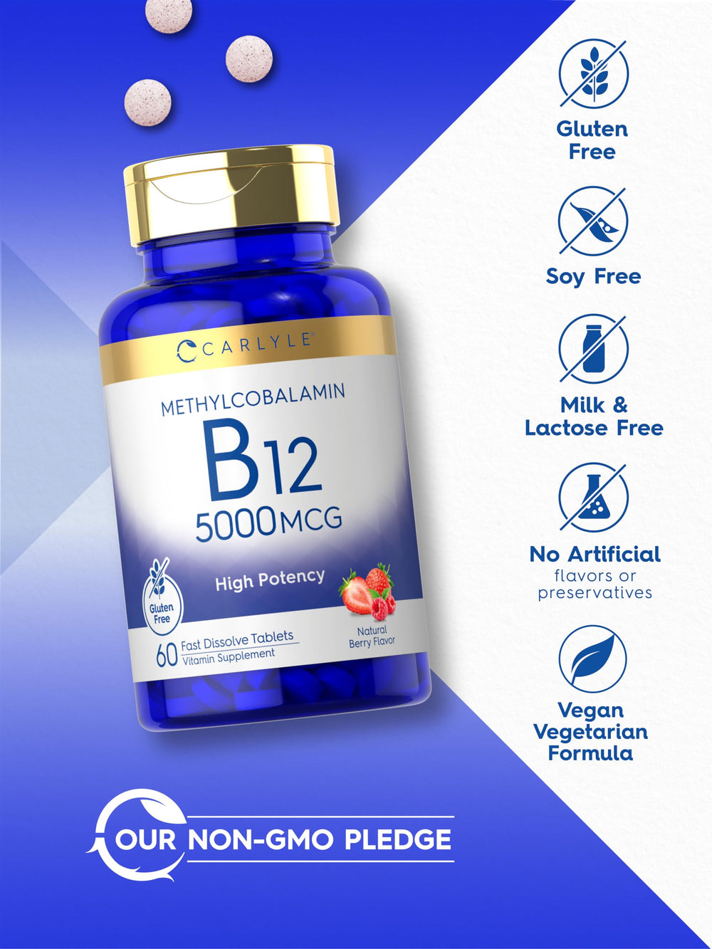 Berry-flavored fast-dissolve B12 tablets