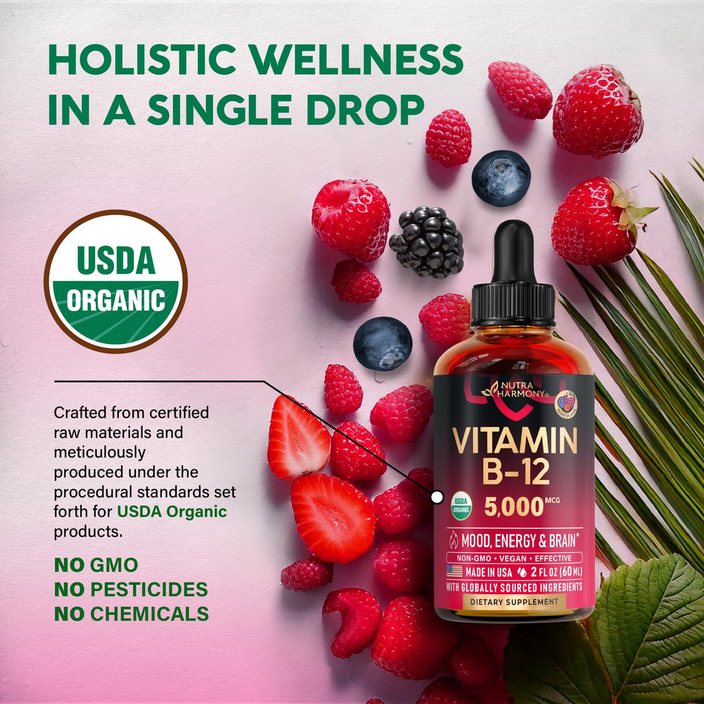Ingredients illustrating vegan formula for B12 drops