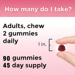 Gummy bottle emphasizing mood energy heart and eye health benefits