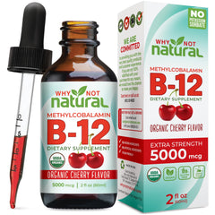 B12 liquid drops bottle label with methylcobalamin