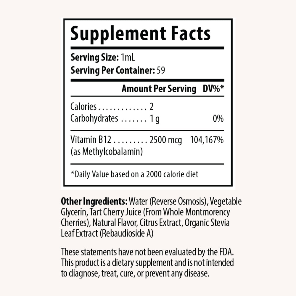 Sublingual vitamin B12 drops for under-the-tongue absorption