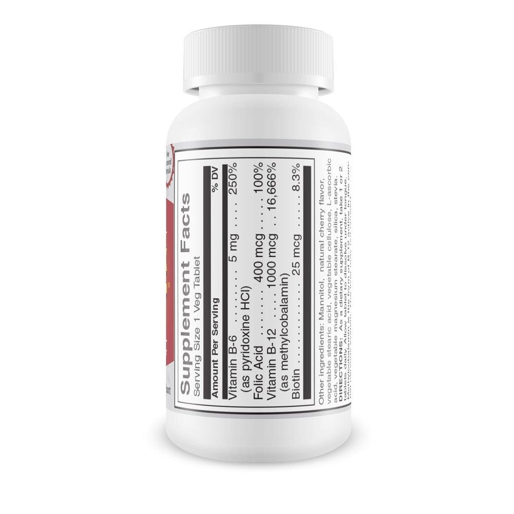 Close-up of B12 Sublingual B Complex bottle label