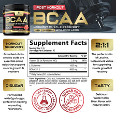 Close-up of BCAA amino acids blend powder scoop