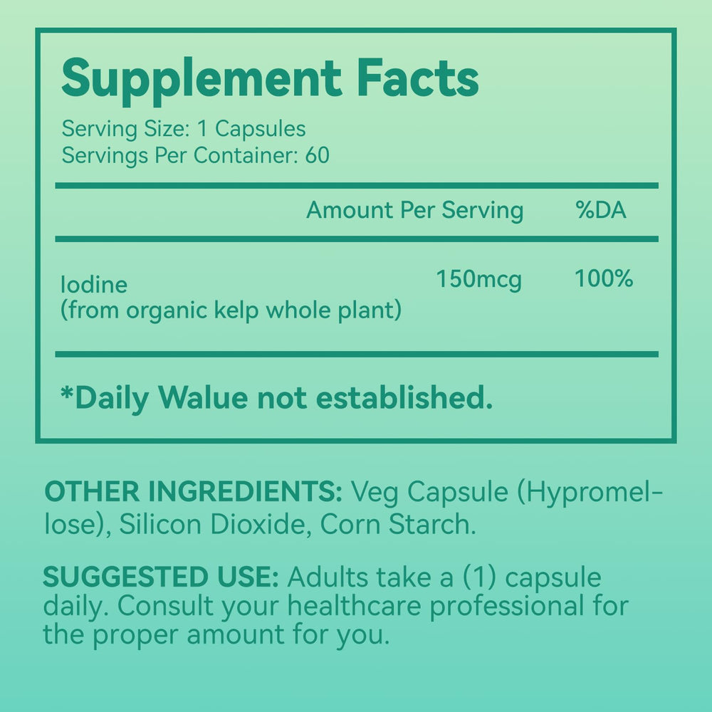 Close-up of vegan iodine capsules