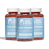 Front view of Baby Blues postpartum hair loss vitamins pack