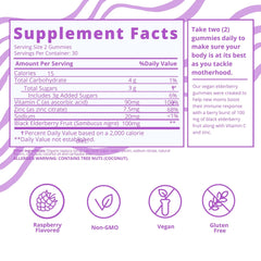 Vitamin bottles showing hair, energy and immunity support