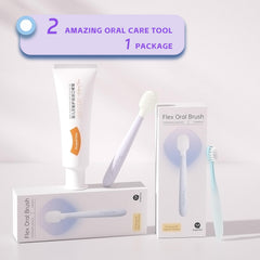 Baby starting dental hygiene with the kit