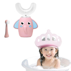 Baby adjustable shower cap shield for kids aged 1-9, soft PP and TPE silicone material