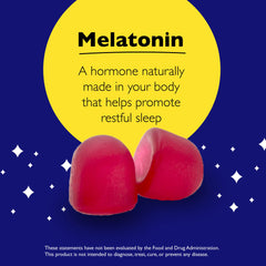 Adult chewing a melatonin gummy at night