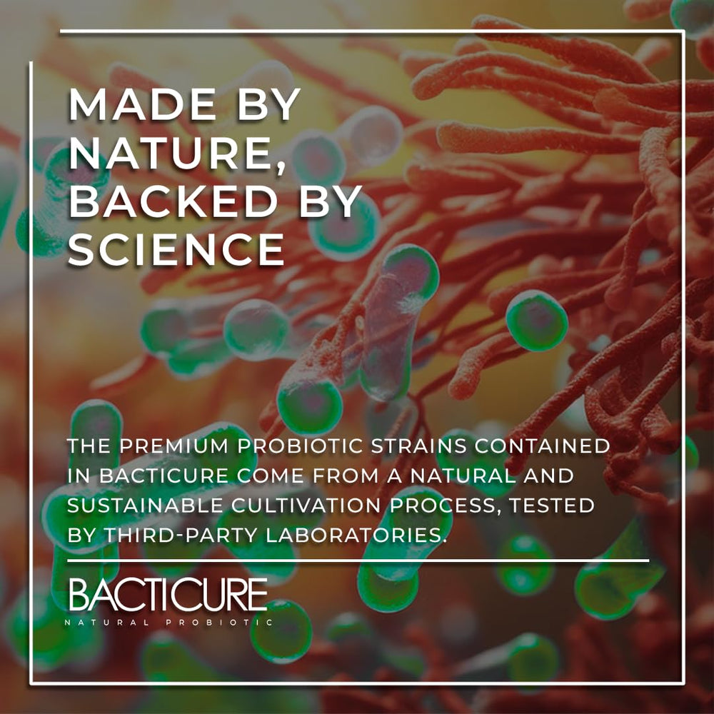 Packaging and bottle of Bacticure Probiotic 240 Capsules