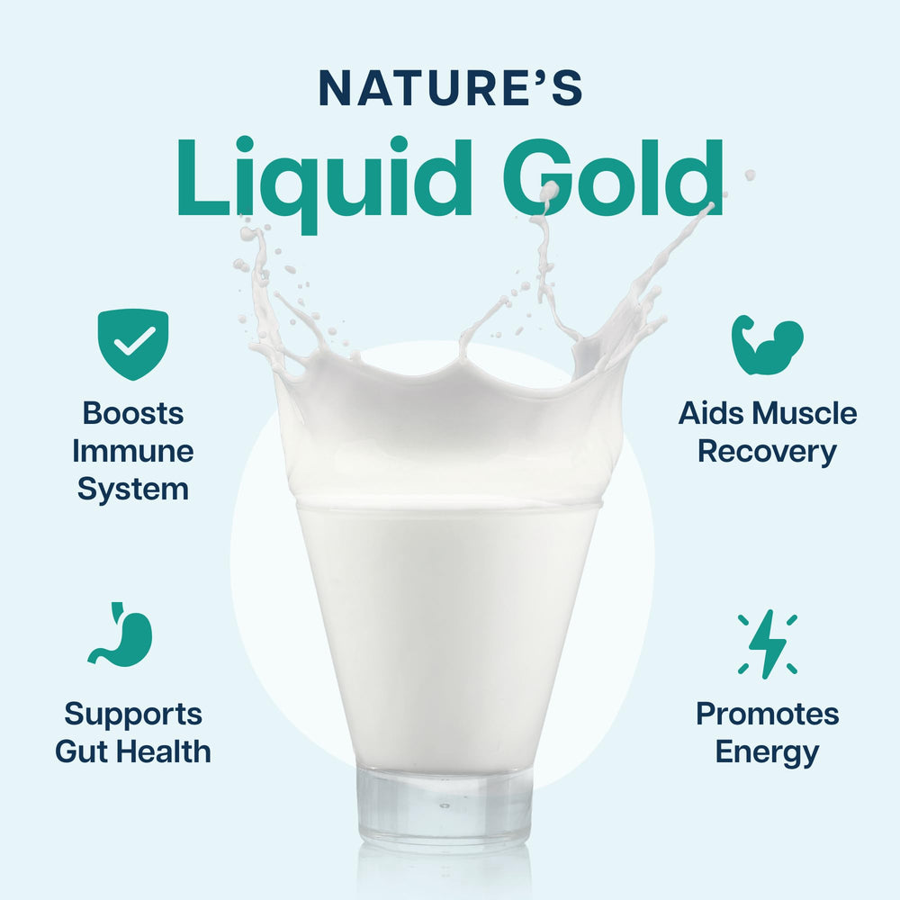 Close-up of 4000mg bovine colostrum powder with probiotics