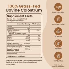 Colostrum powder dissolving easily in a beverage