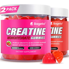 Front view of Bageto Creatine Monohydrate Gummies 120-count