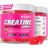 Bageto Creatine Monohydrate Gummies bottle – Strawberry 2, vegan, 120 gummies