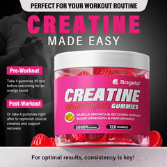 Vegan, gelatin-free, 0g sugar creatine gummies packaging