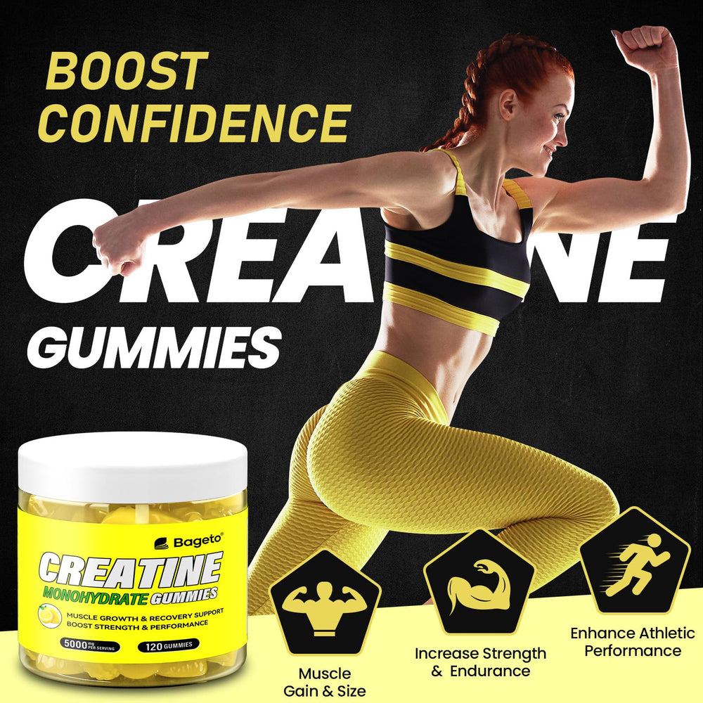 Lemon-flavored creatine gummies in a bottle