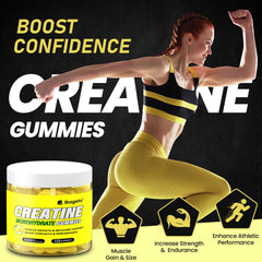 Lemon-flavored creatine gummies in a bottle