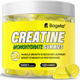 Bageto Creatine Monohydrate Gummies lemon flavor bottle on white background